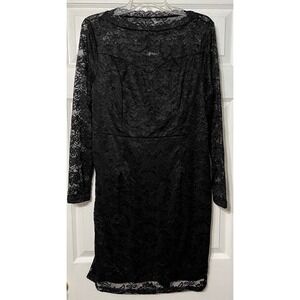 Allegra K elegant floral black lace long sleeve Bodycon cocktail dress Large NWT
